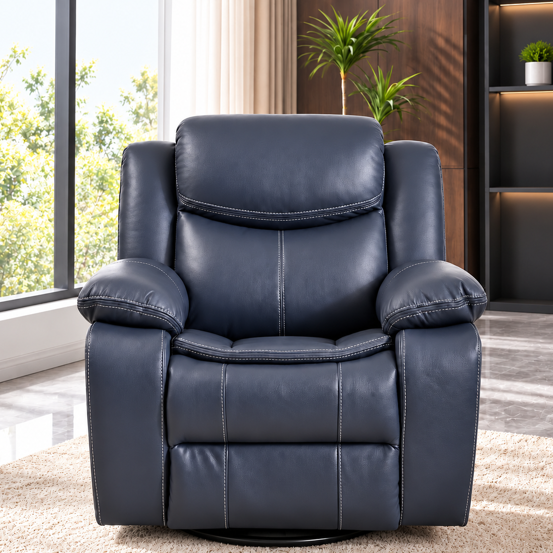 CozyNest Manual Recliner Rocker with 360° Swivel & Padded Armrests