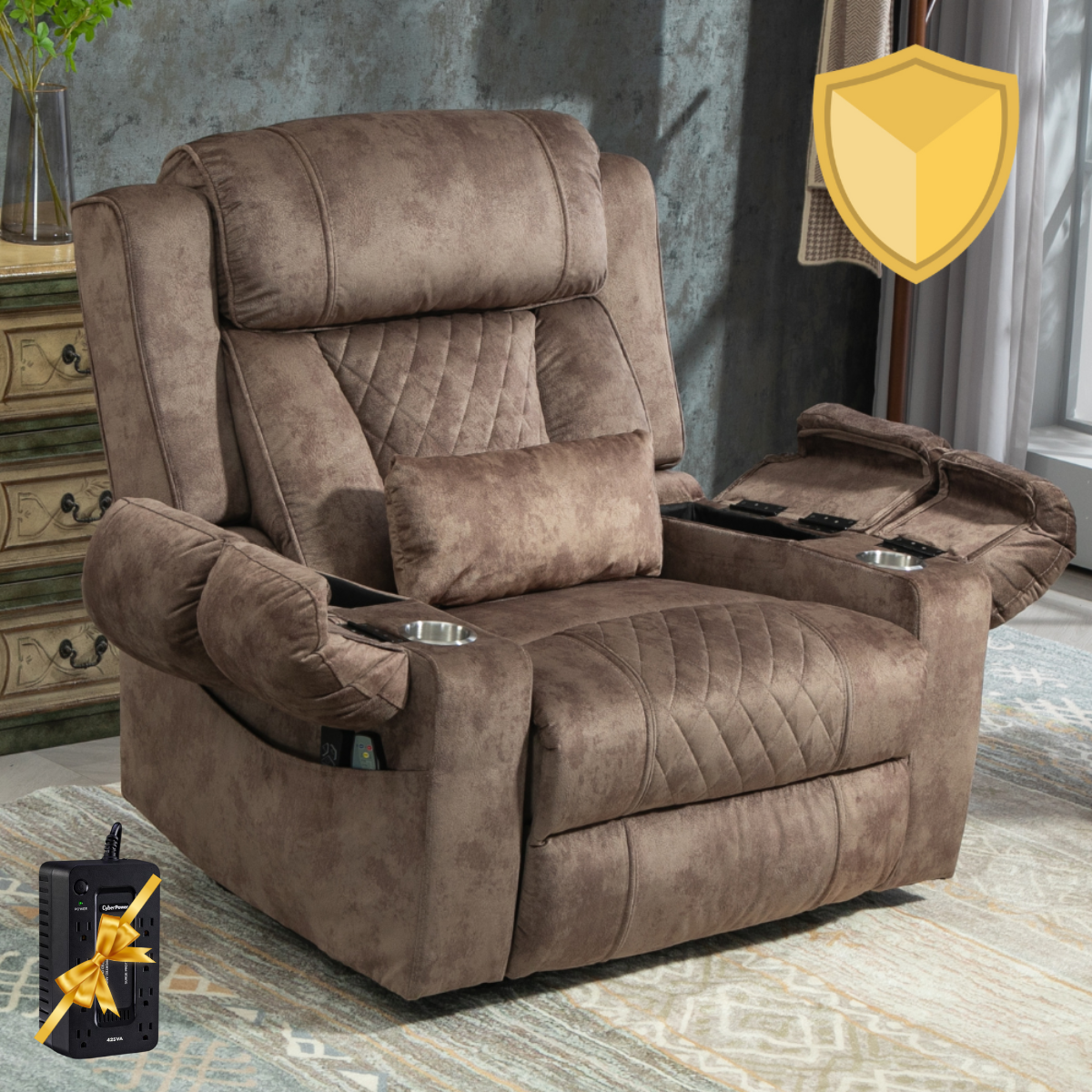 StashEase Lift Chair, 28 Inch Wide Seat Oversized with Back Up Battery (Free 2 Years Warranty)