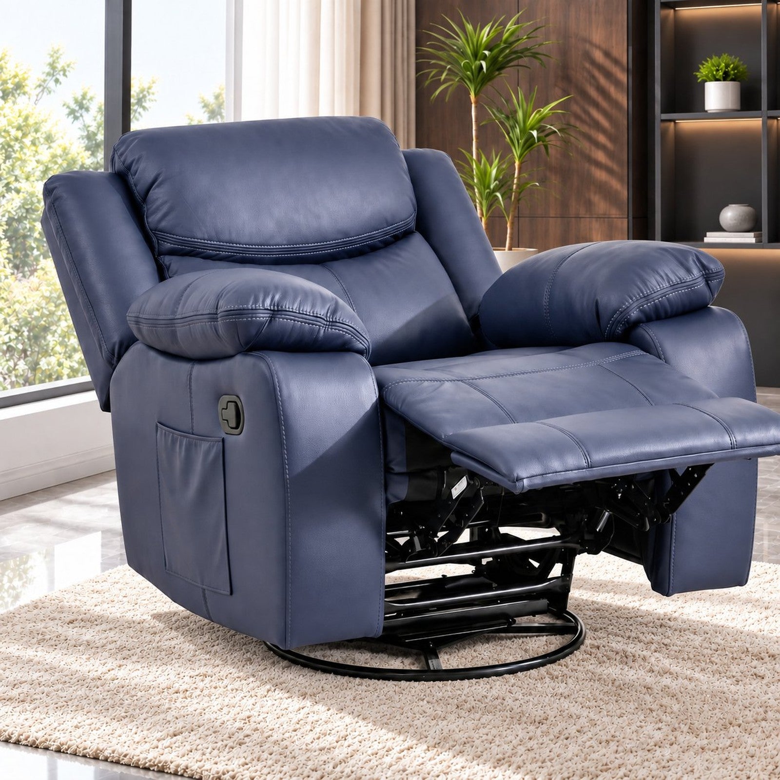 CozyNest Manual Recliner Rocker with 360° Swivel & Padded Armrests