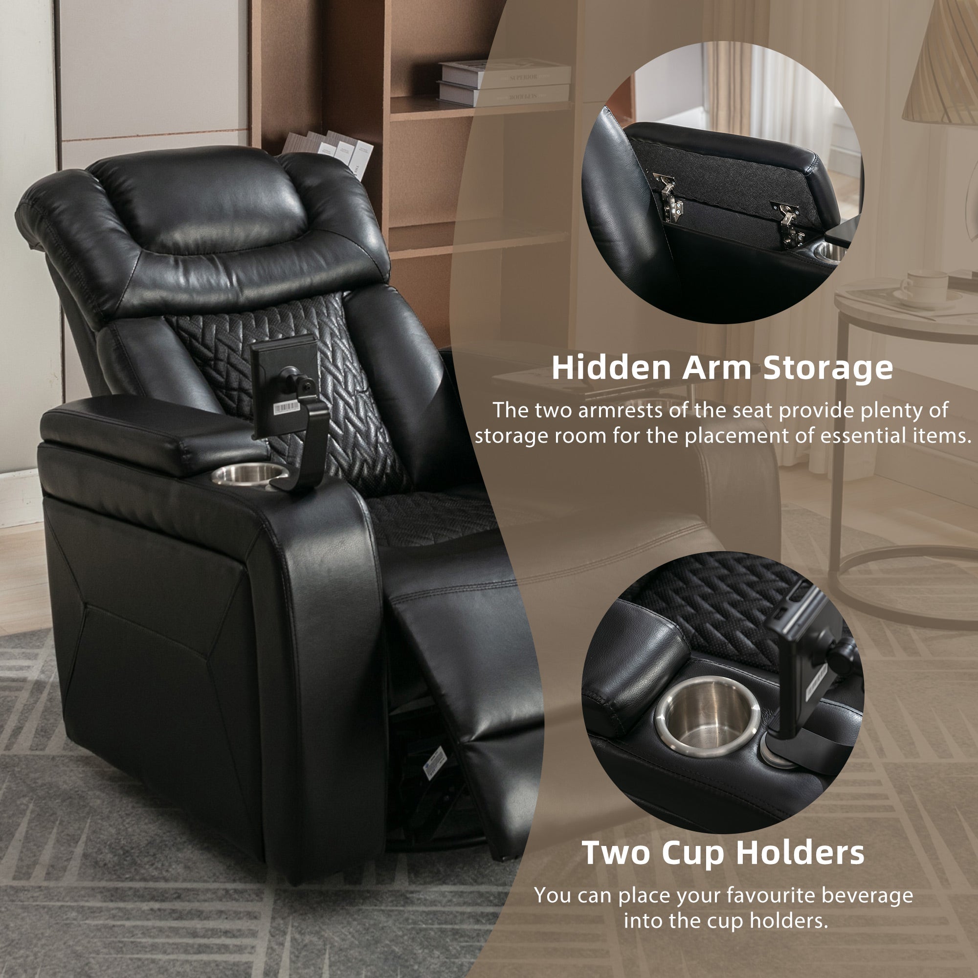 270 Degree Swivel PU Leather Power Recliner