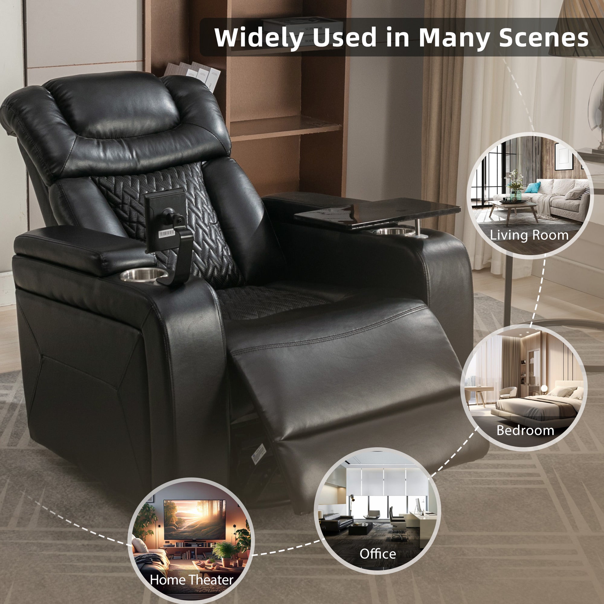 270 Degree Swivel PU Leather Power Recliner