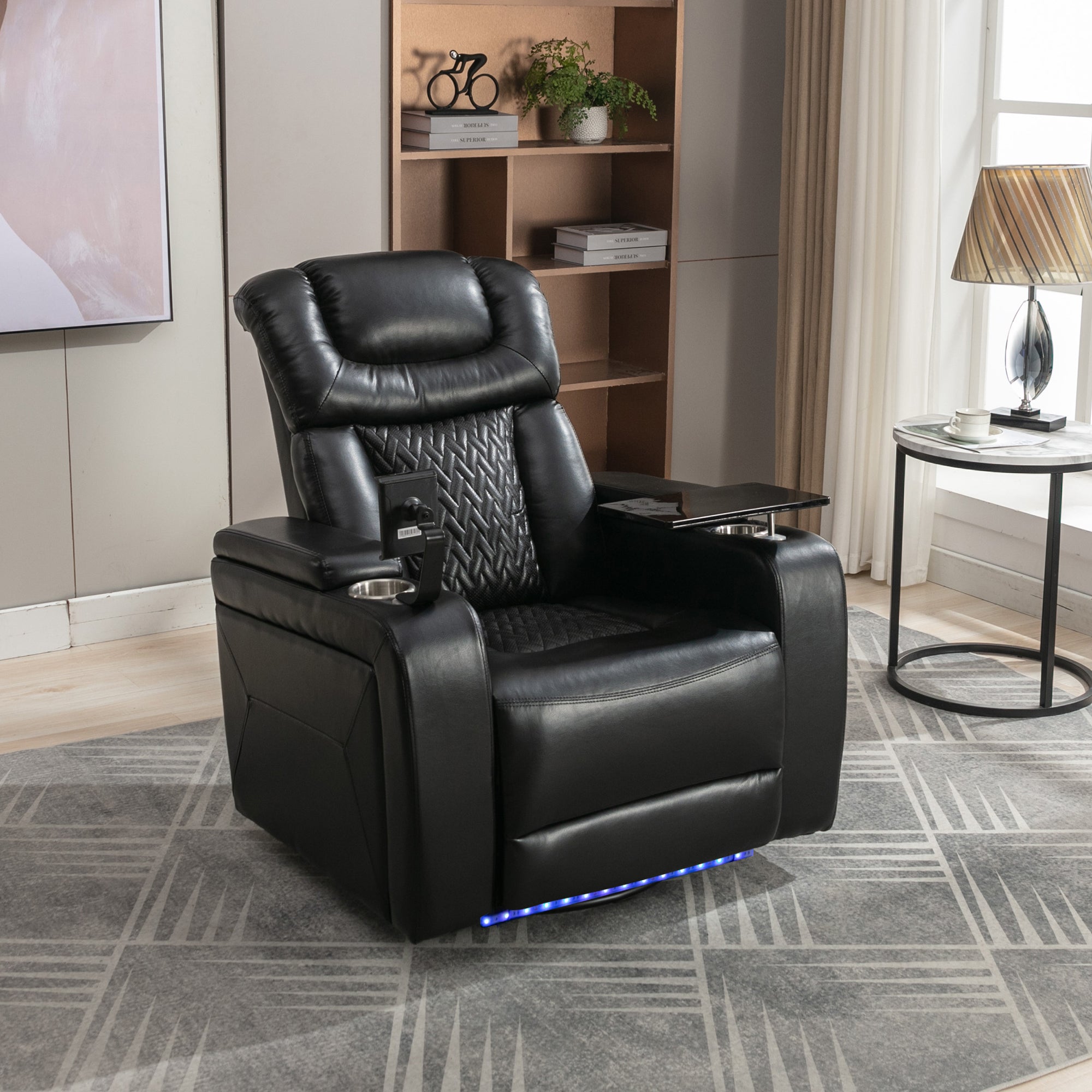 270 Degree Swivel PU Leather Power Recliner