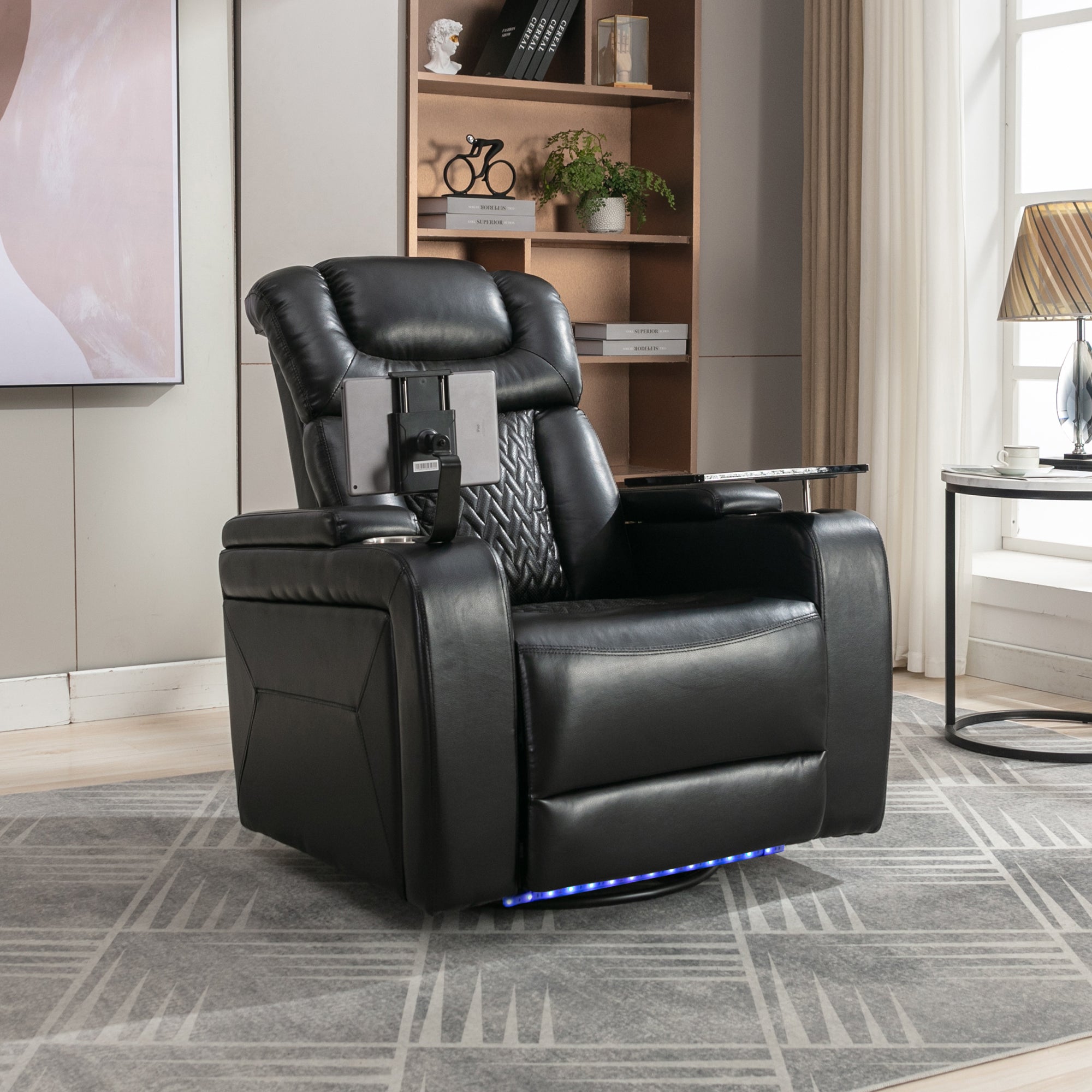 270 Degree Swivel PU Leather Power Recliner