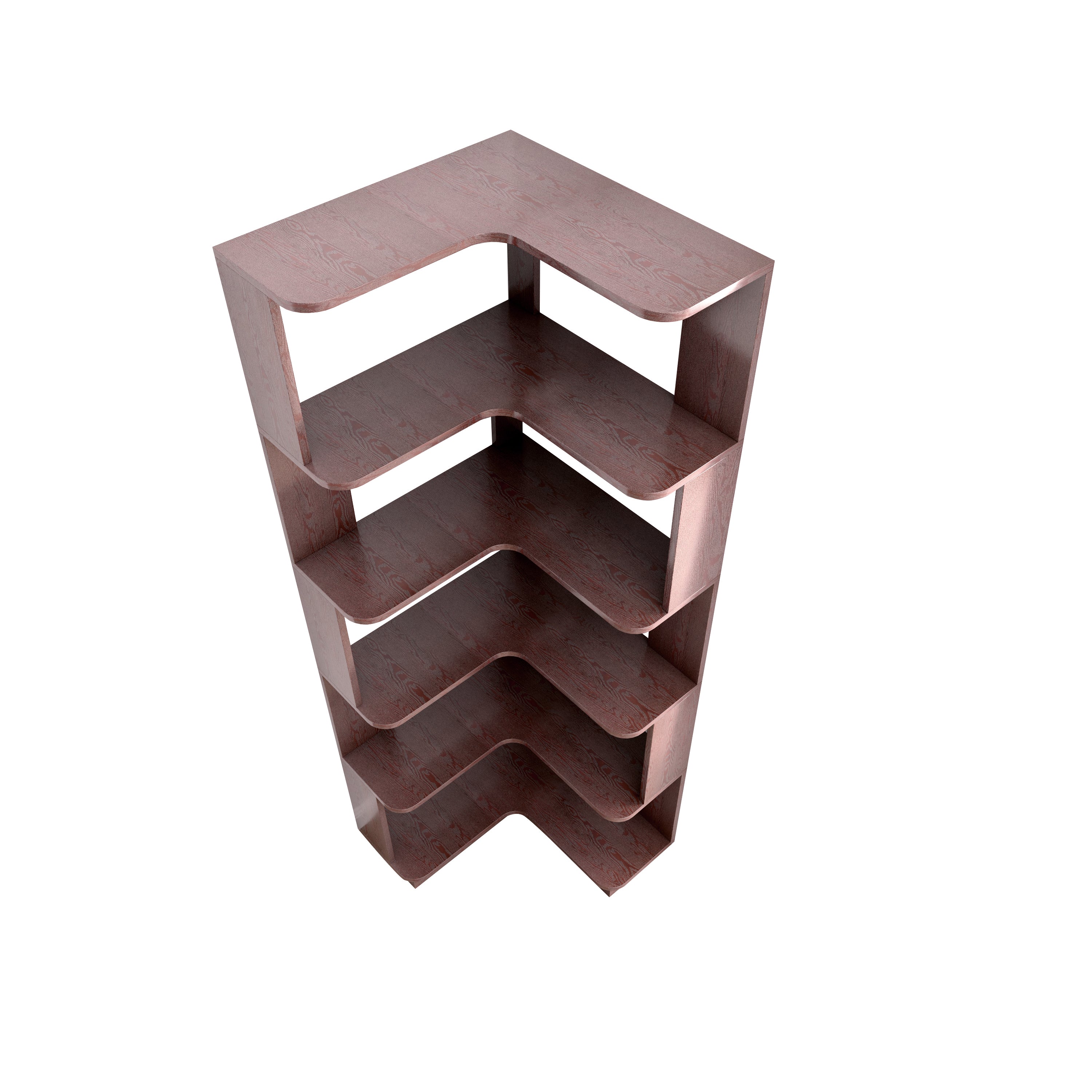 6-Tier L-Shaped Corner Bookshelf with Anti-Tip & Open Storage – Dark Red