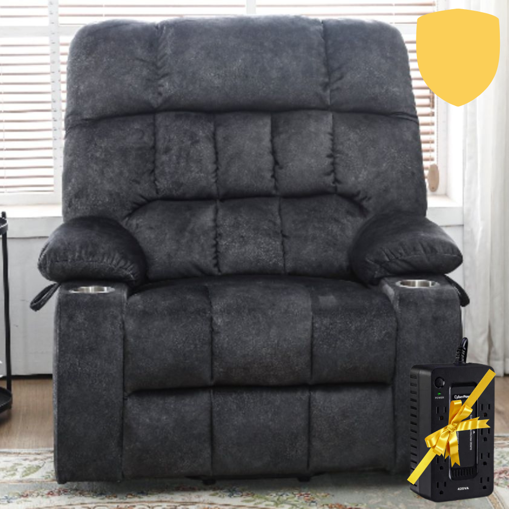BulkyRiser Lift Chair for Big, 25 Inch Wide Seat with Back Up Battery, with Cup Holder, Grey ‪(FREE 2 Years Warranty)