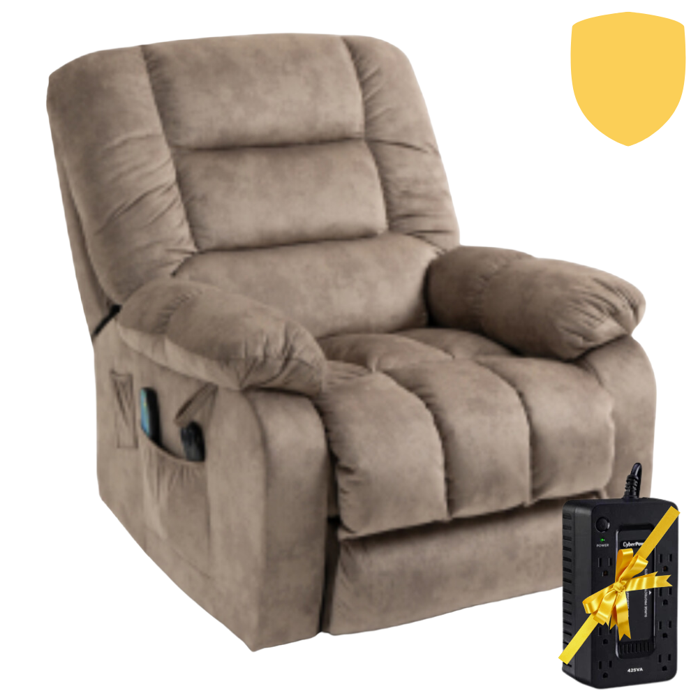 TheCloud Lift Chair Recliner with Back Up Battery, Safety Motion, Brown ‪(FREE 2 Years  Warranty)