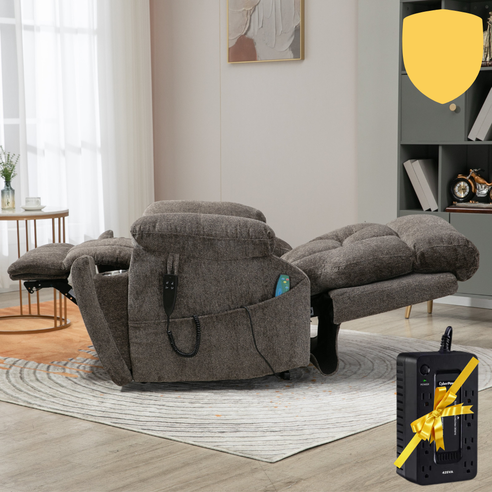 Castle 2.0 Lay flat Lift Chair, 26 Inch Wide Seat 71.5  Inch Length, With Back Up Battery, Dark Gray ‪(FREE 2 Years Warranty)