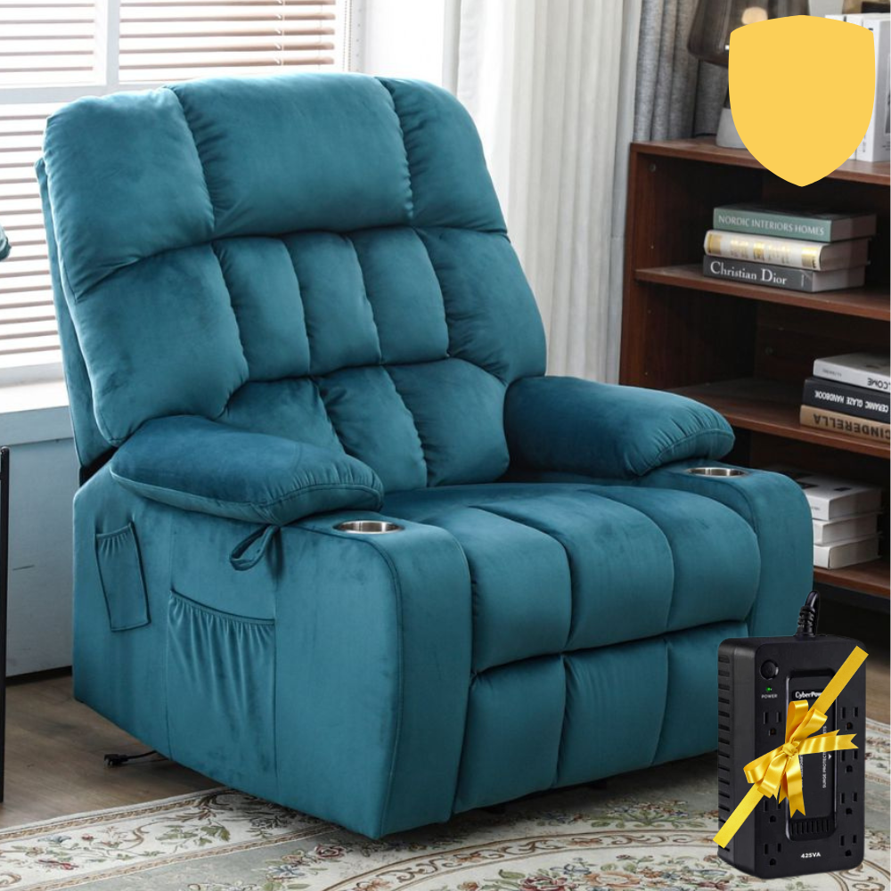 BulkyRiser Lift Chair for Big, 25 Inch Wide Seat with Back Up Battery, with Cup Holder, Teal ‪‪(FREE 2 Years Warranty)