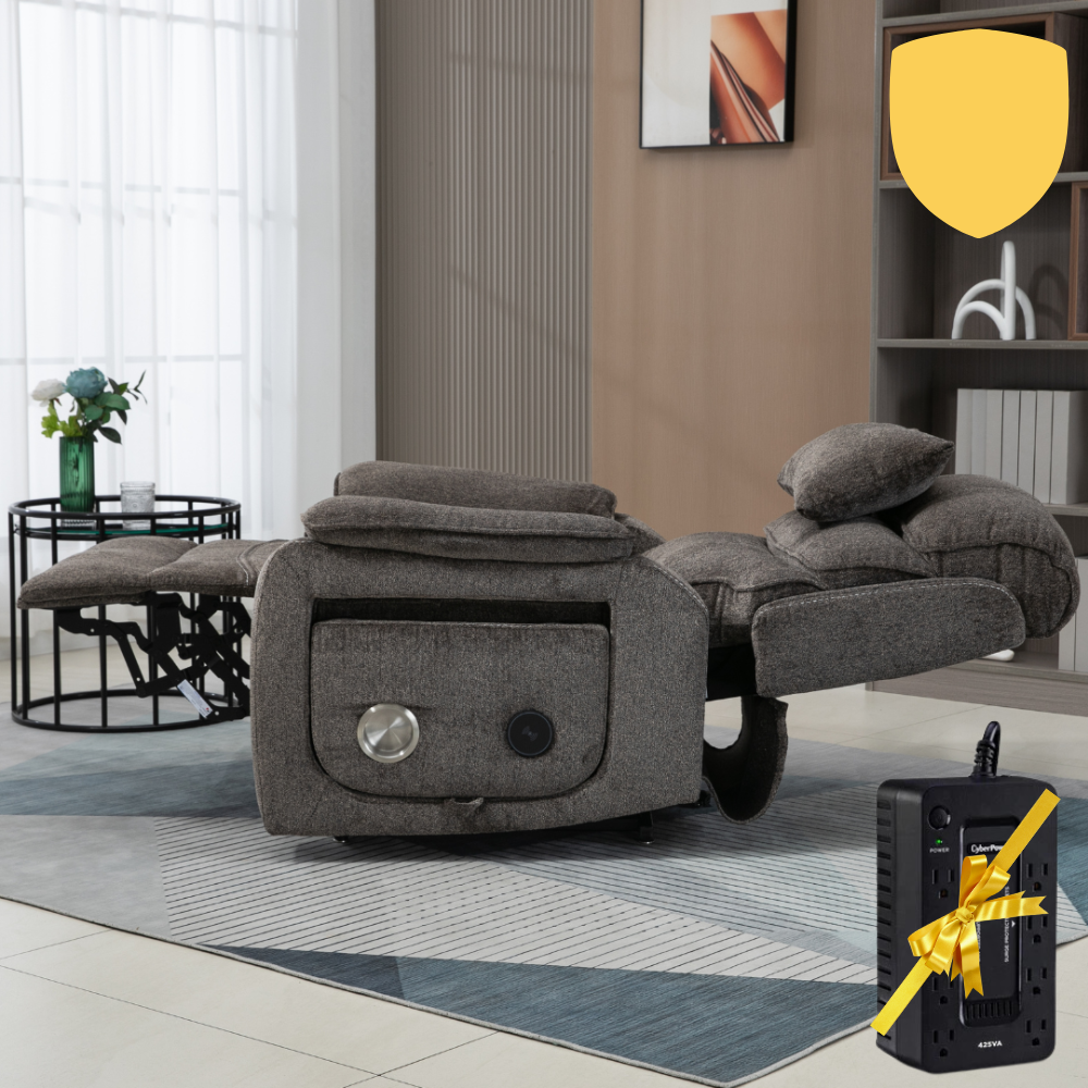 Knight Lay Flat Lift Chair, Oversized, Back Up Battery, Wireless Charging Side Table, Light Grey (Free 2 Years Warranty)
