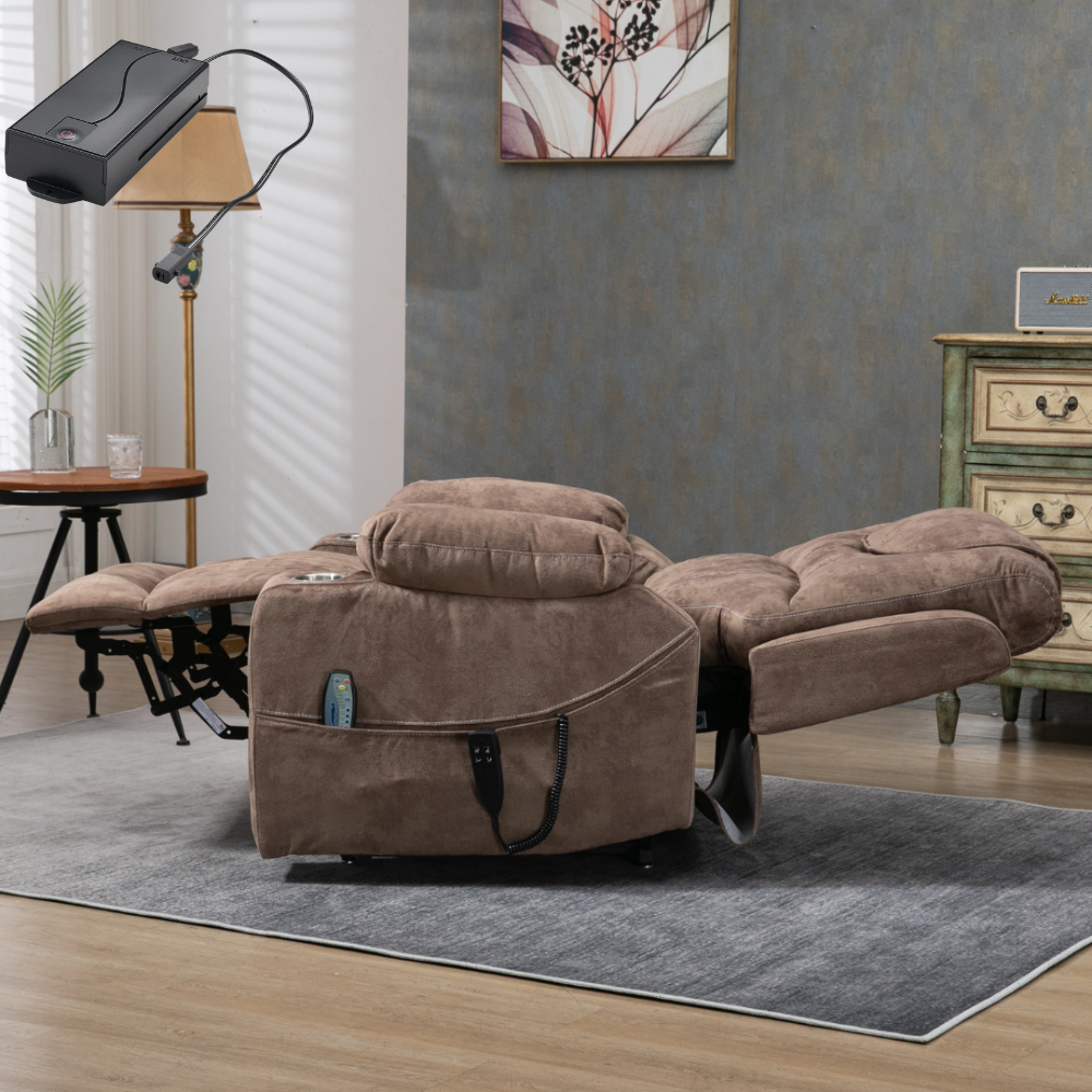 SleepingTitan Origin Lay Flat Lift Chair, 25.1 Inch Wide Seat 74.2 Inch Length, With Battery Back Up, Brown ‪(FREE 2 Years Warranty)