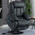 Crius Lift Chair with Back Up Battery for Elderly 38 Inch Wide with Safety Motion, Velvet Dark Cyan-Blue ‪‪(FREE 2 Years Warranty)