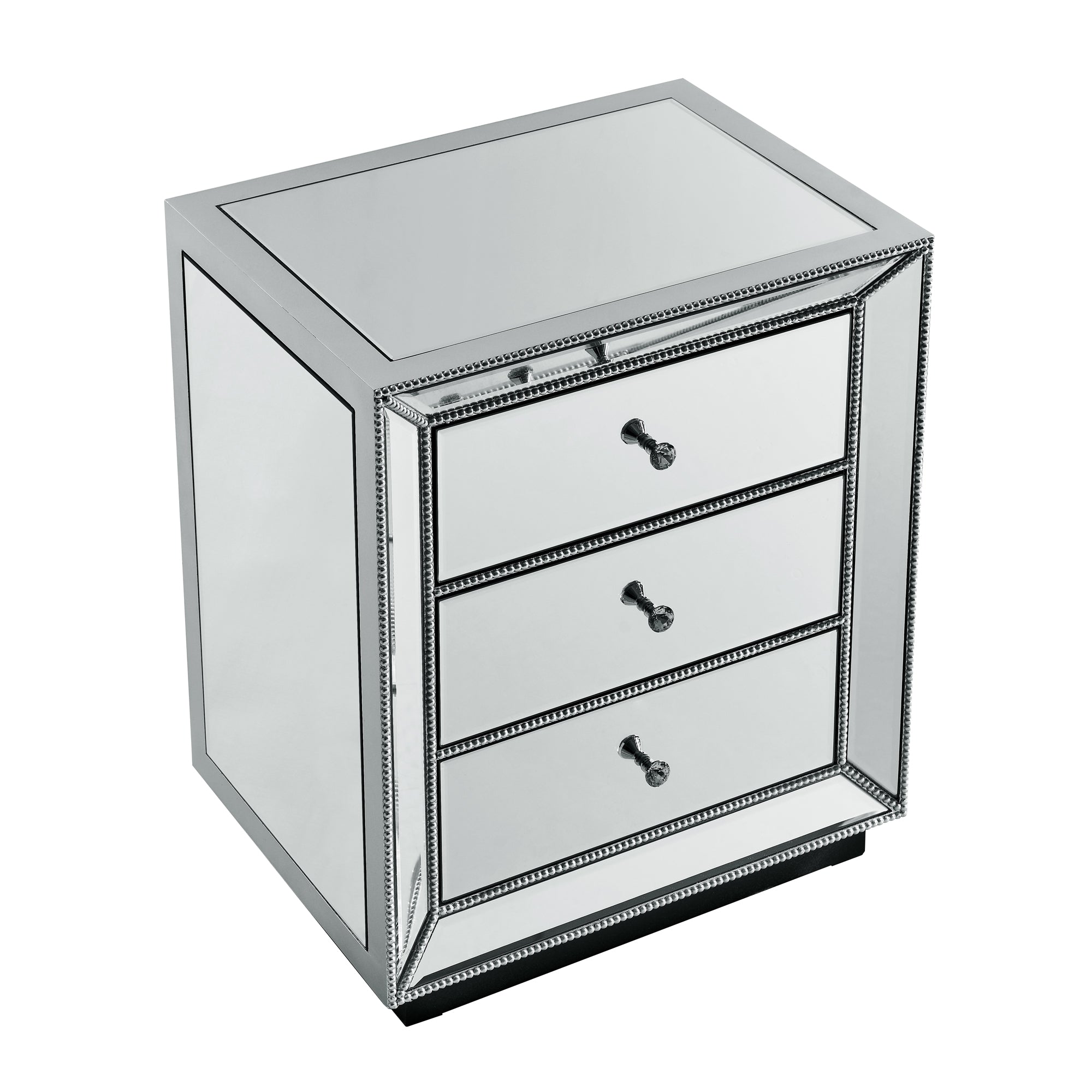3-Drawer Cabinet with Beaded Mirror Finish.