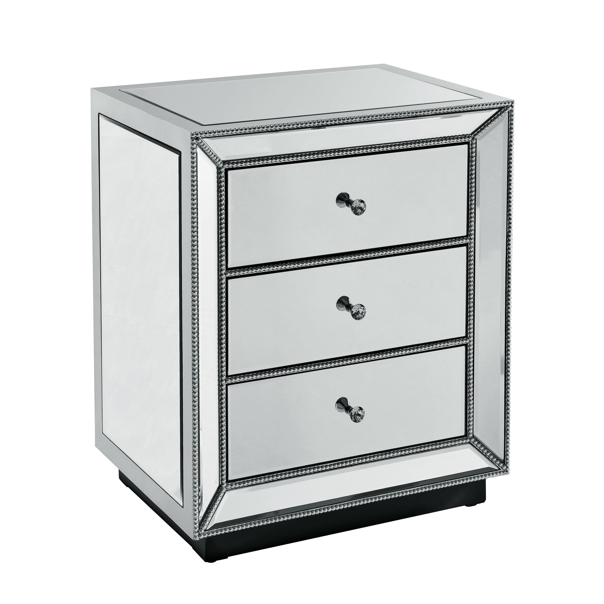 3-Drawer Cabinet with Beaded Mirror Finish.