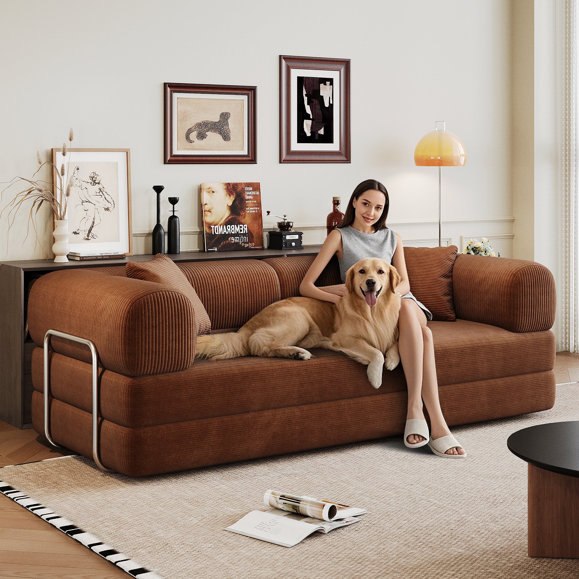 78.8" Compression Sofa Brown