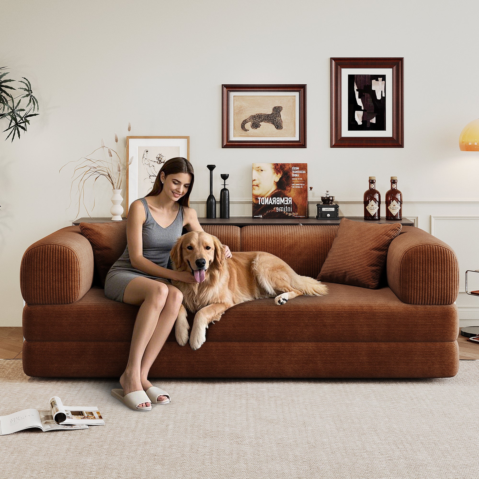 78.8" Compression Sofa Brown