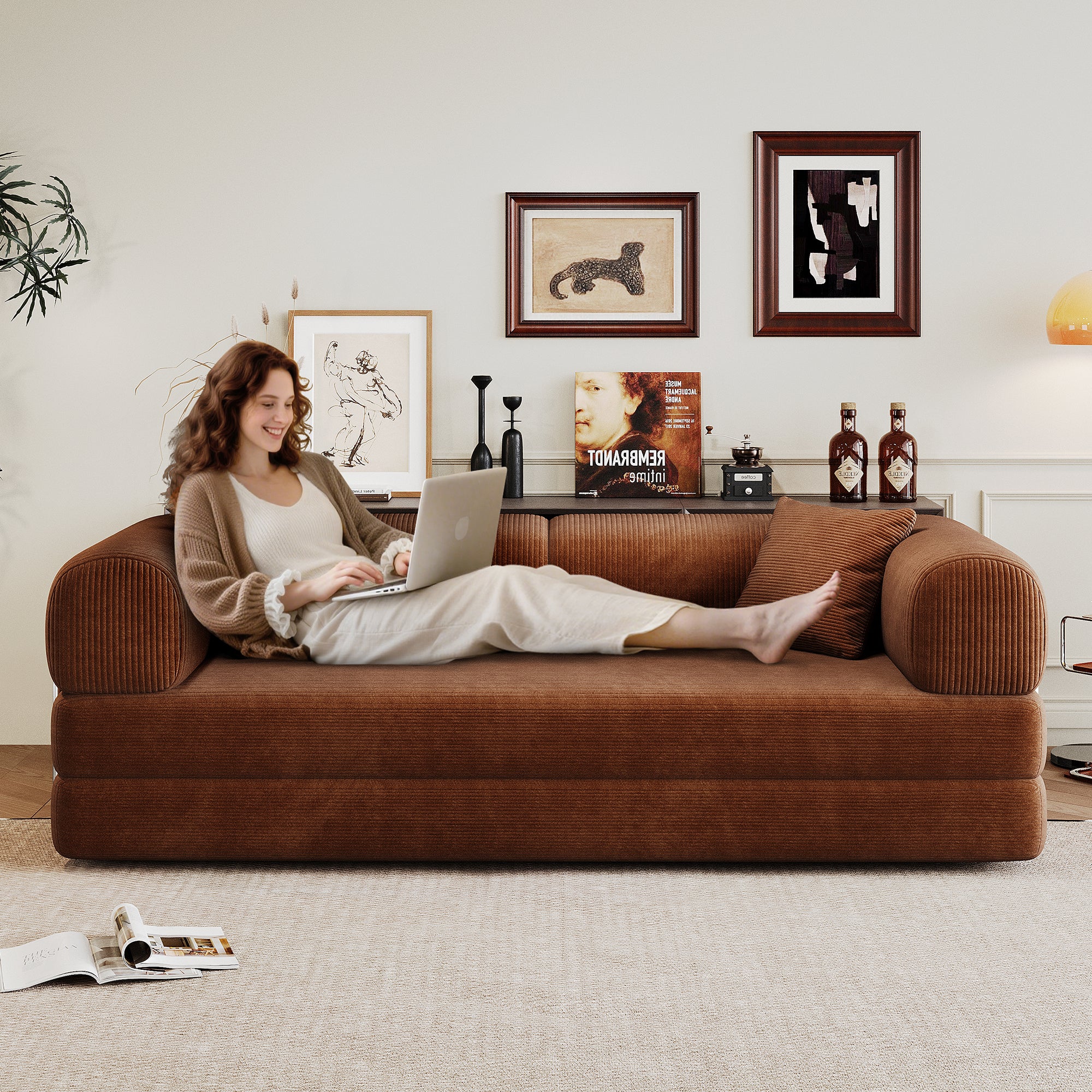 78.8" Compression Sofa Brown