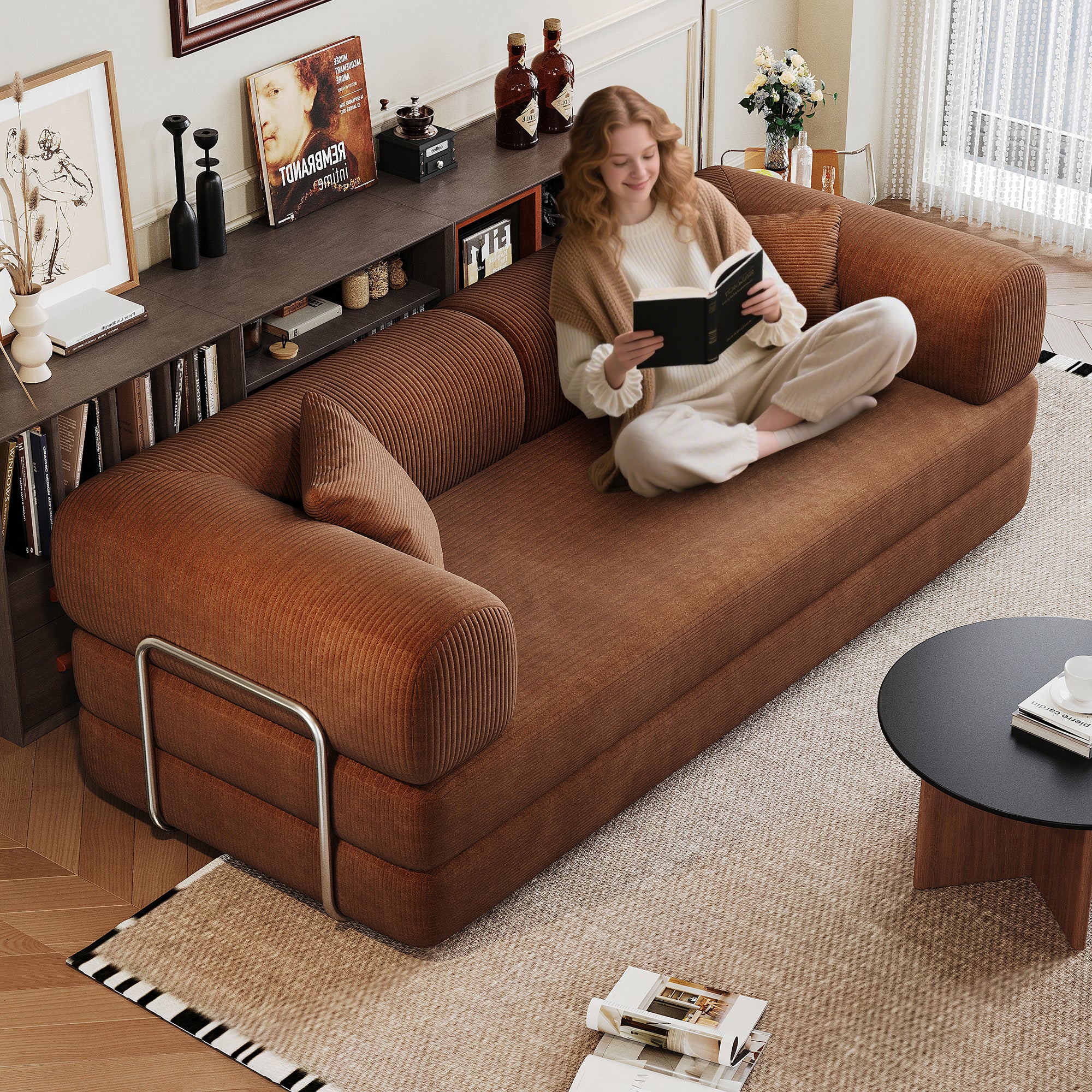78.8" Compression Sofa Brown