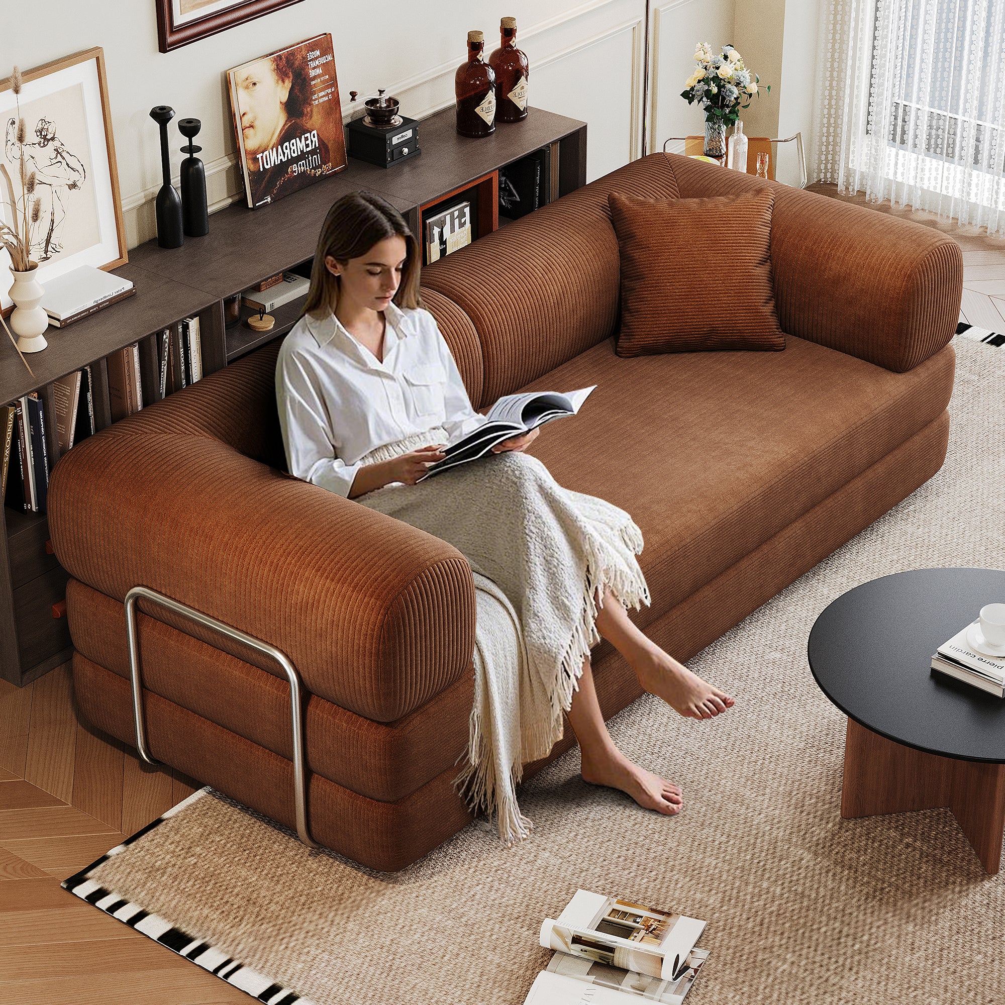 78.8" Compression Sofa Brown