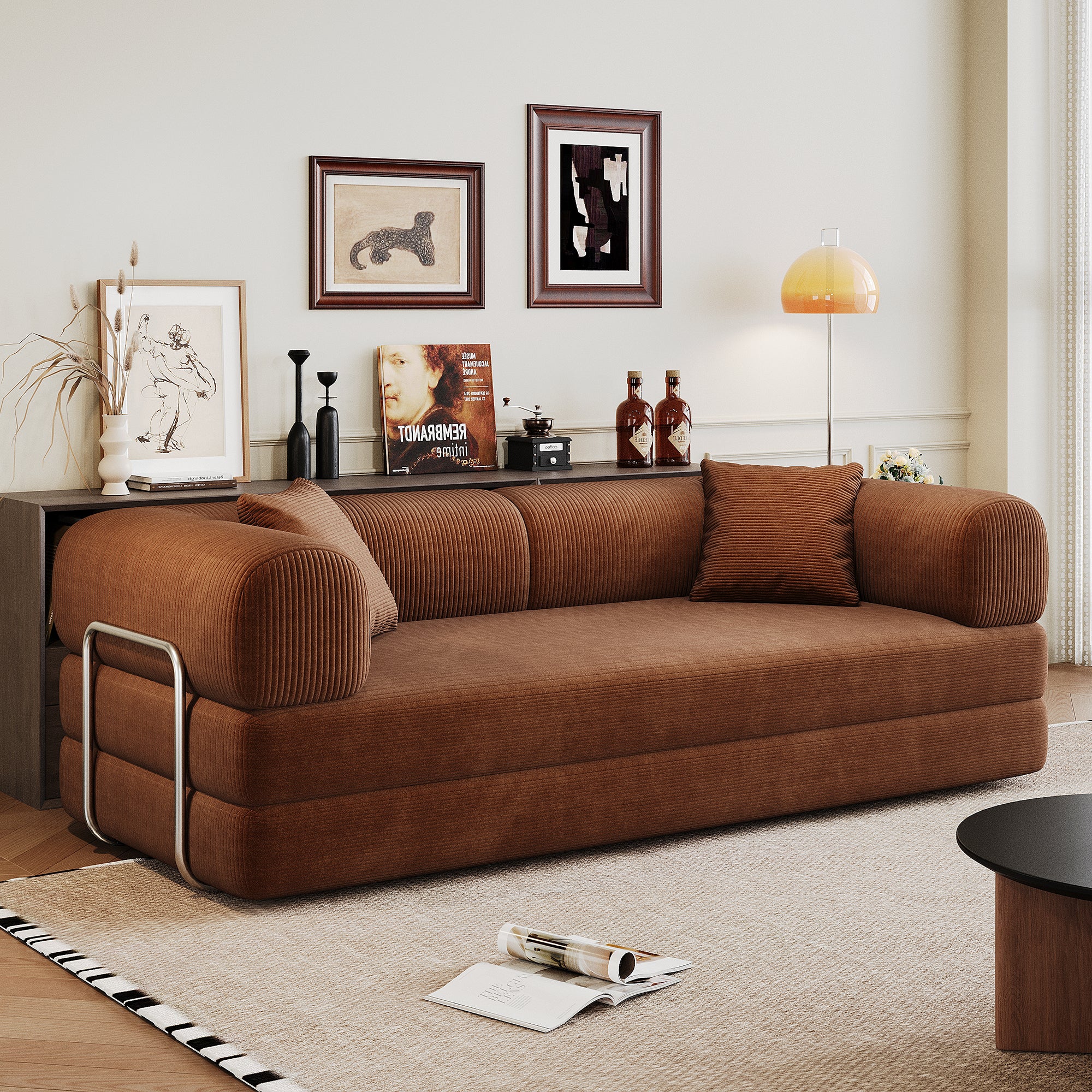 78.8" Compression Sofa Brown