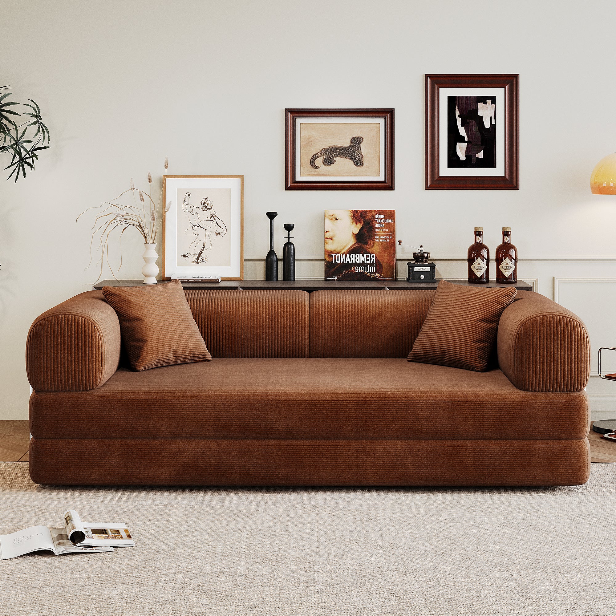 78.8" Compression Sofa Brown