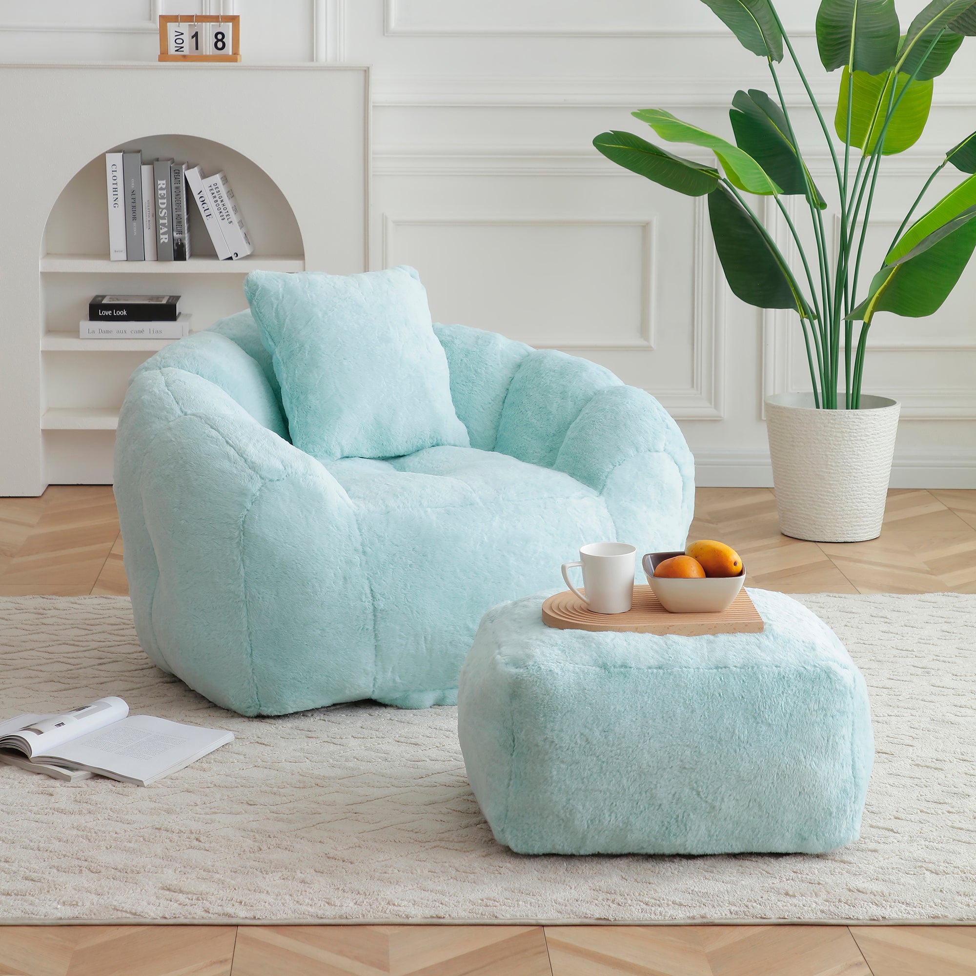 Foam Bean Bag Chair with Footrest.