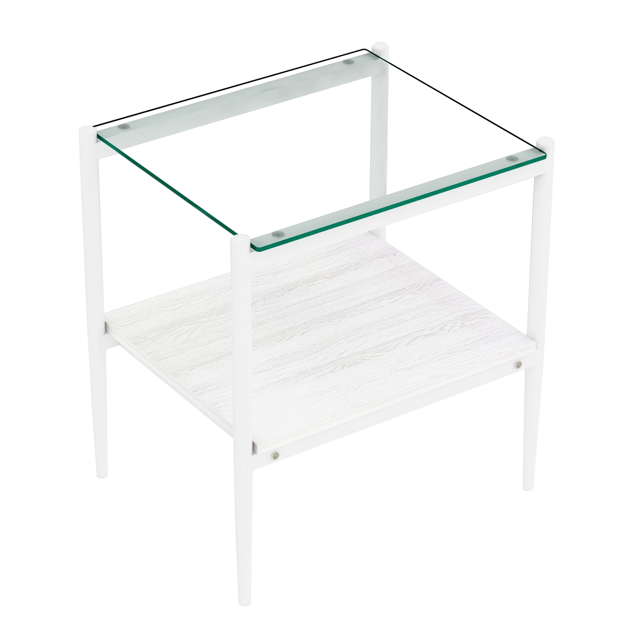Set of 2 Rectangle End Table, Tempered Glass.