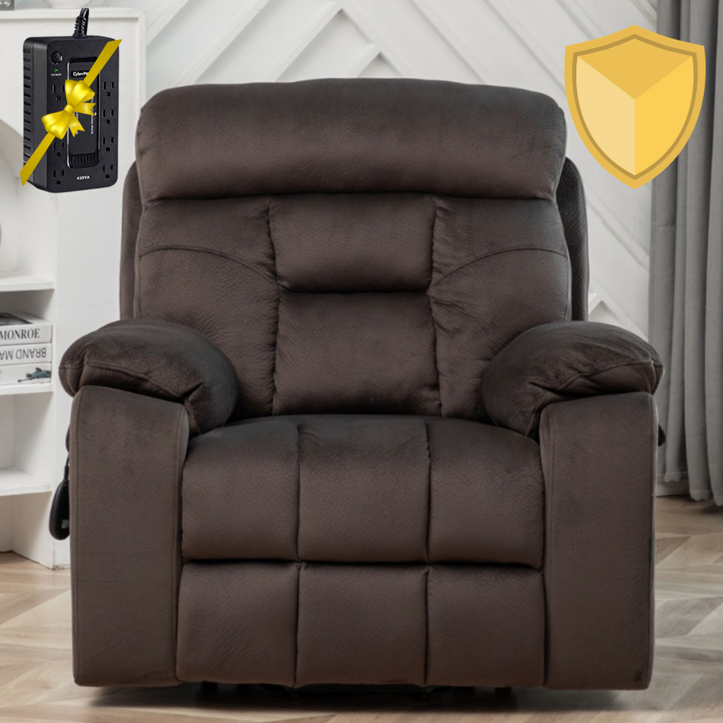 Castle Lift Chair for Big, 26 Inch Wide Seat with Back Up Battery, Hidden Cup Holder, Coffee ‪(FREE 2 Years Warranty)
