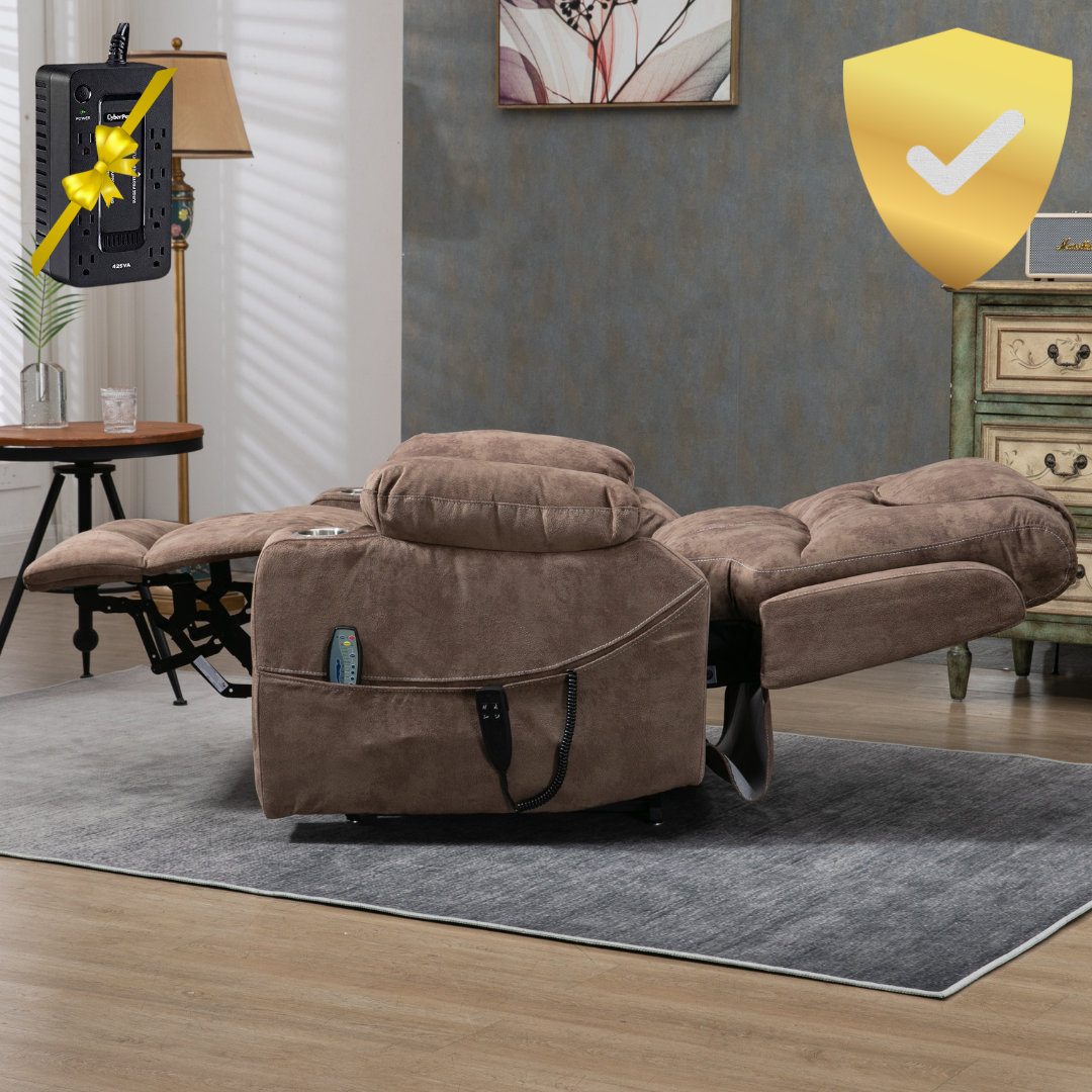 SleepingTitan Origin Lay Flat Lift Chair, 25.1 Inch Wide Seat 74.2 Inch Length, With Battery Back Up, Brown ‪(FREE 2 Years Warranty)
