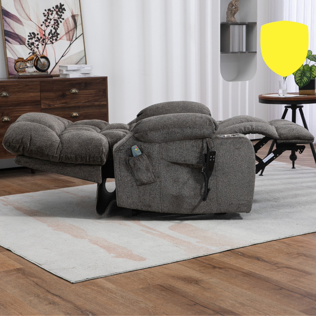 Bulkyriser 2.0 Lay Flat Lift Chair, 25.6 Inch Wide Seat 73.2 Inch Length, Dual Motors, Light Gray (FREE 2 YEARS WARRANTY).