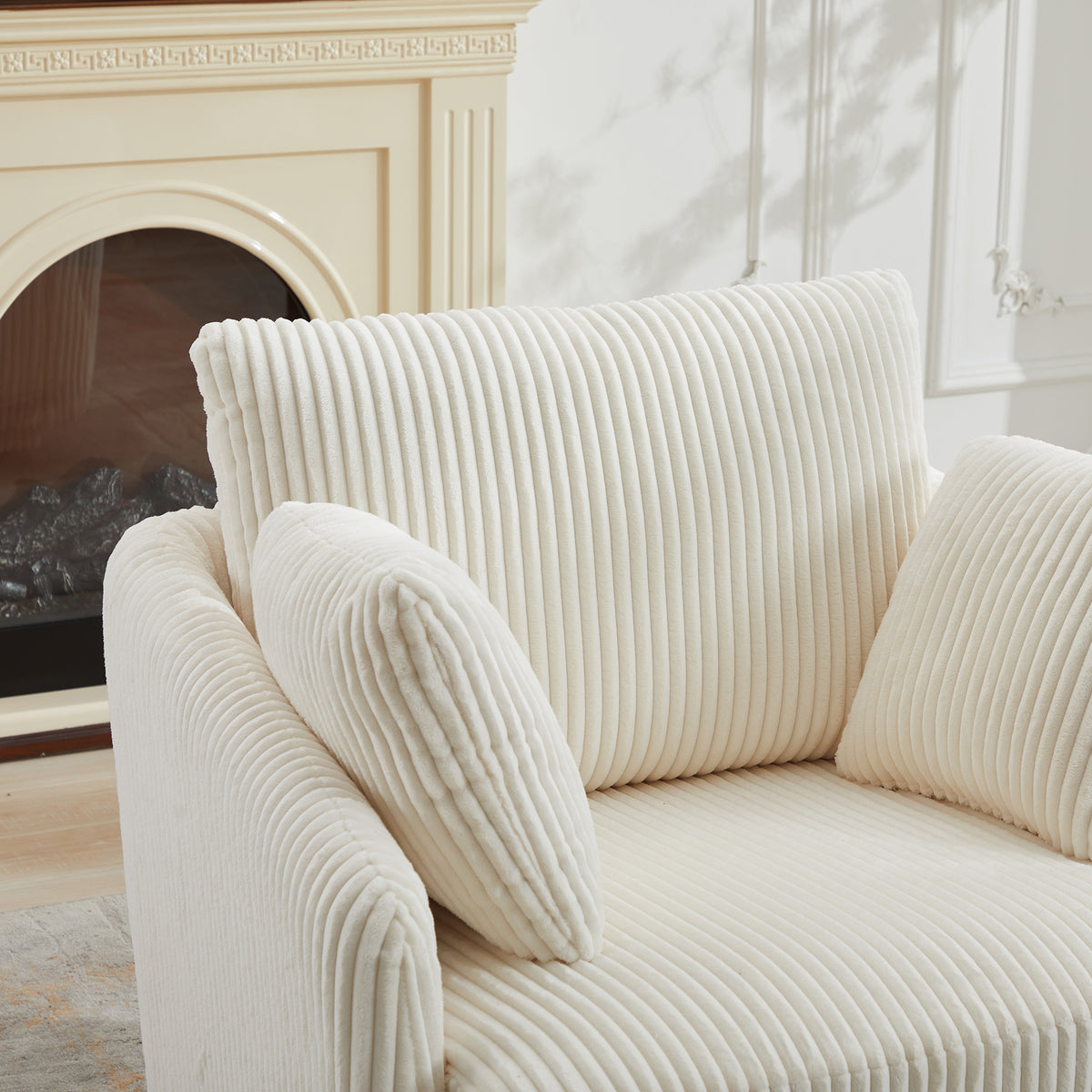 360° Swivel Accent Chair with 2 Pillows, Ivory.