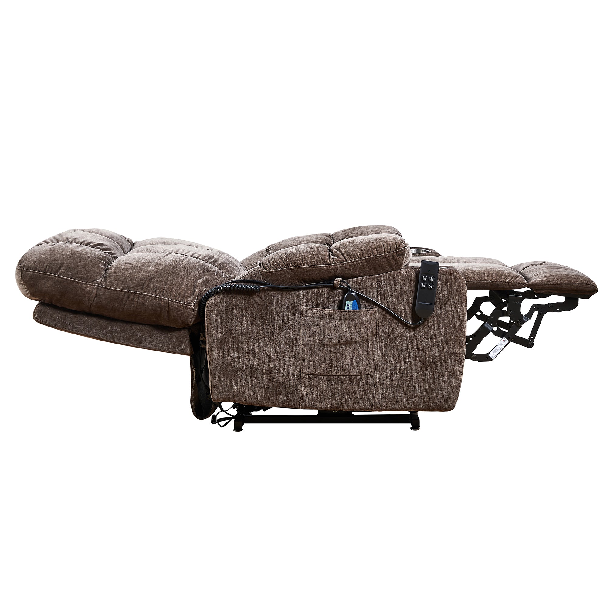 NestingCloud Lift Chair for Elderly with Dual Motor, 180° Lay Flat Recliner, Heat and Massage, Brown ‪(FREE 2 Years Warranty).