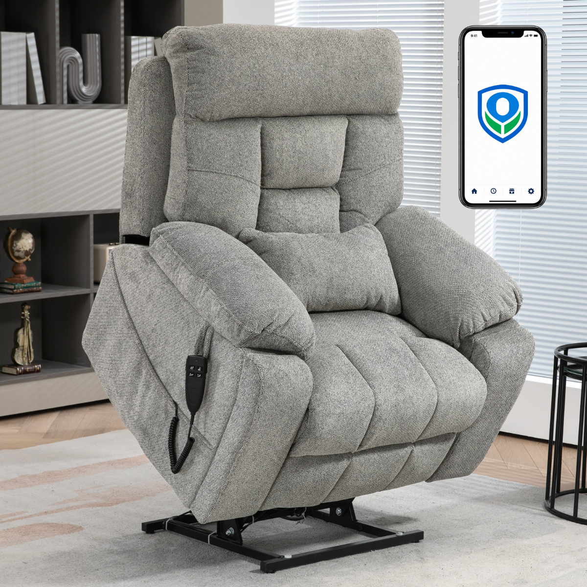 Castle (2.0) Lay flat Lift Chair, 26 Inch Extra Wide Seat, Gray