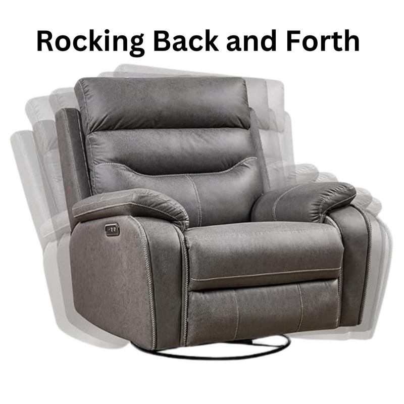 ComfortPivot Swivel Rocking Recliner, Power Headrest - Gray (FREE Eye Massager)