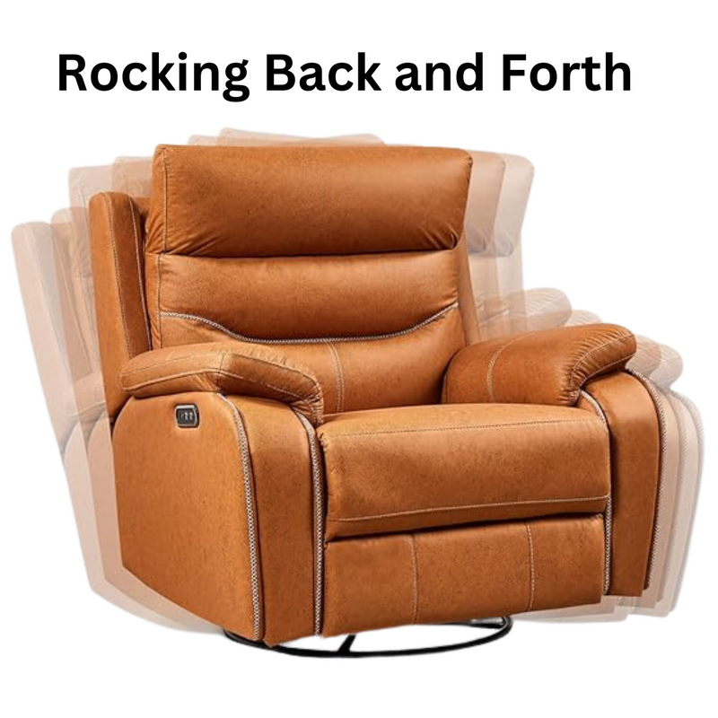 ComfortPivot Swivel Rocking Recliner, Power Headrest - Fuegan Orange (FREE Eye Massager)