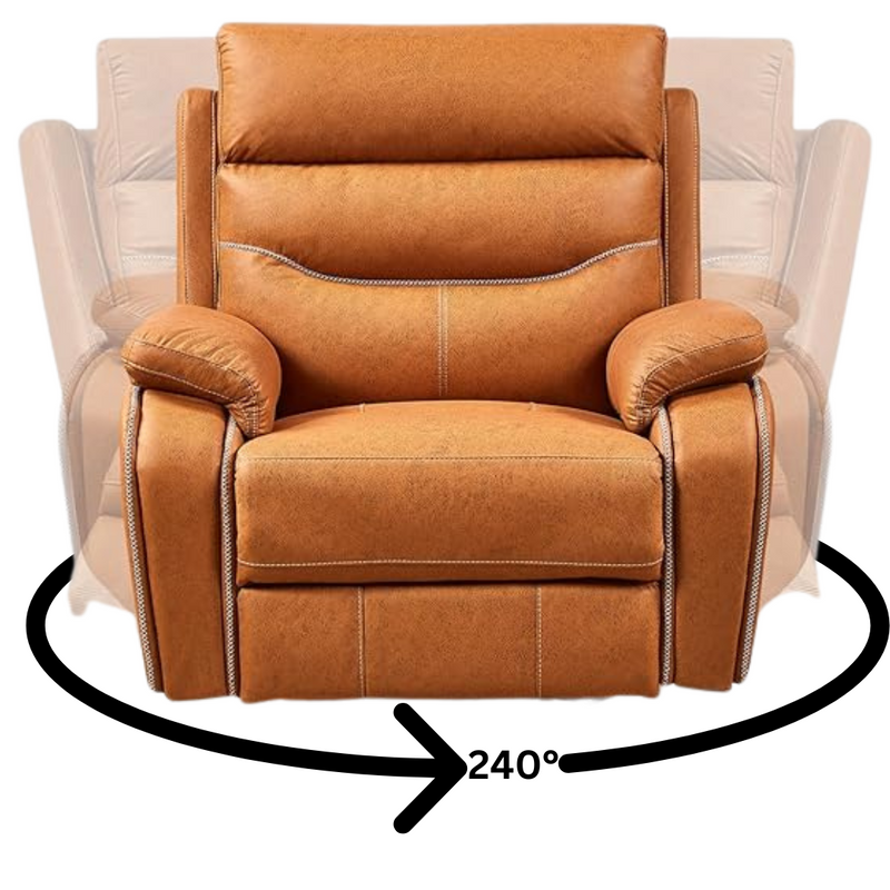 ComfortPivot Swivel Rocking Recliner, Power Headrest - Fuegan Orange (FREE Eye Massager)