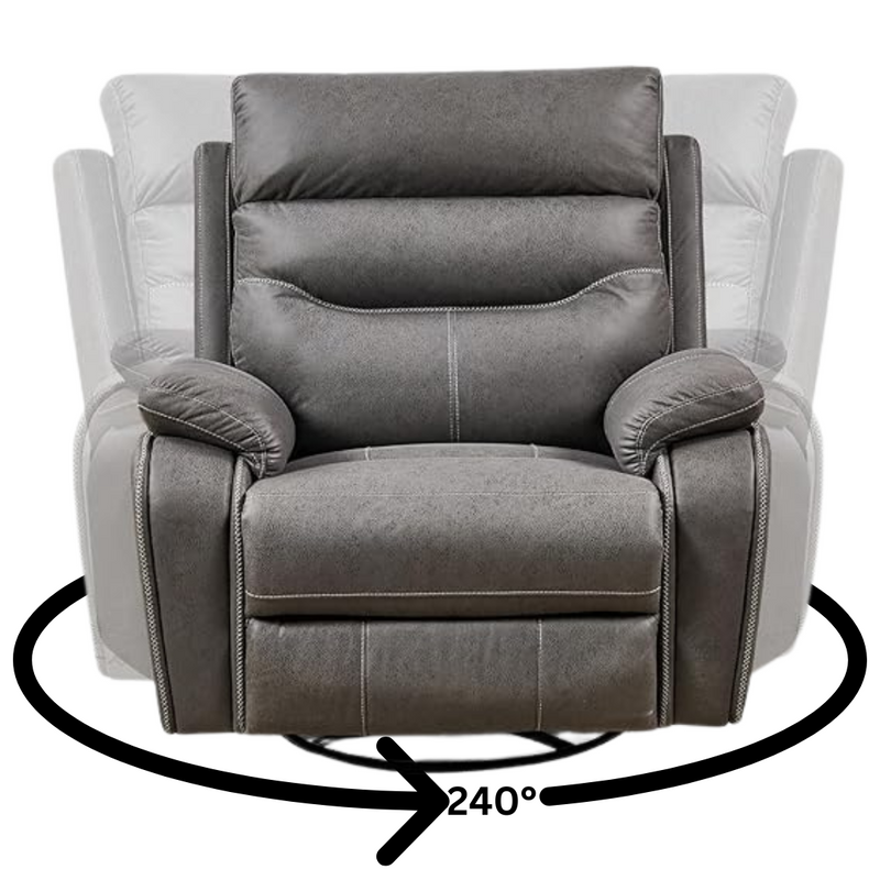 ComfortPivot Swivel Rocking Recliner, Power Headrest - Gray (FREE Eye Massager)