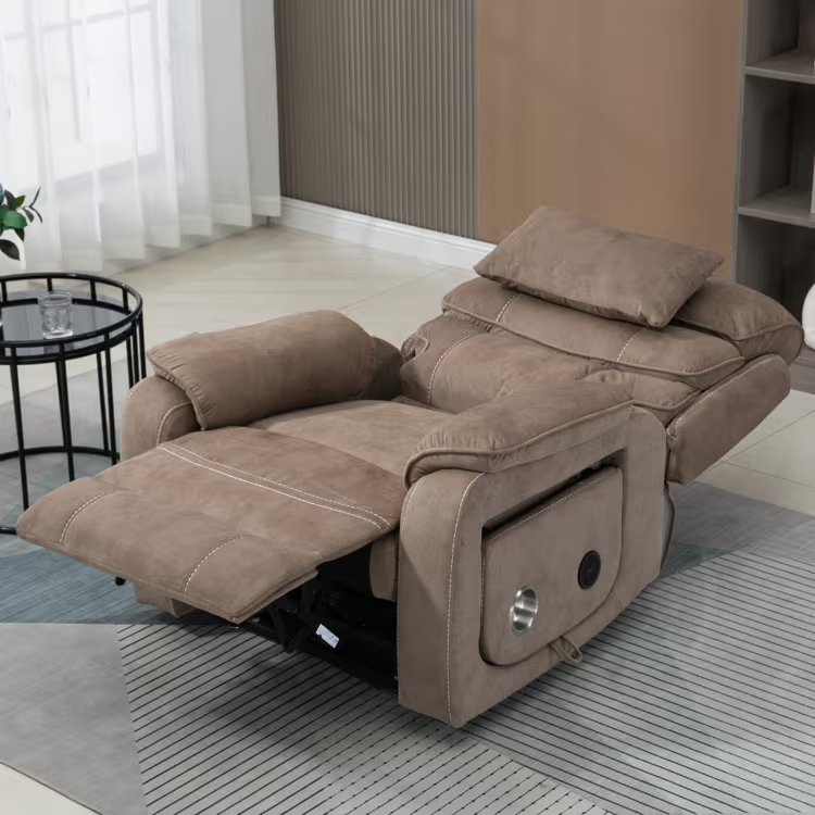 Knight Lay Flat Lift Chair, Oversized, Back Up Battery, Wireless Charging Side Table, Light Grey (Free 2 Years Warranty)