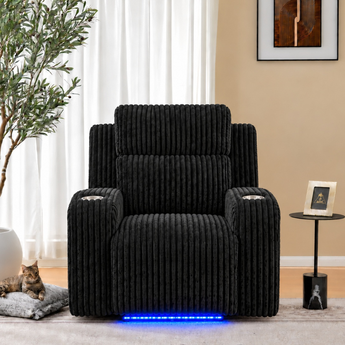 CloudEase Luxe Power Recliner with LED Lighting & USB Charging.