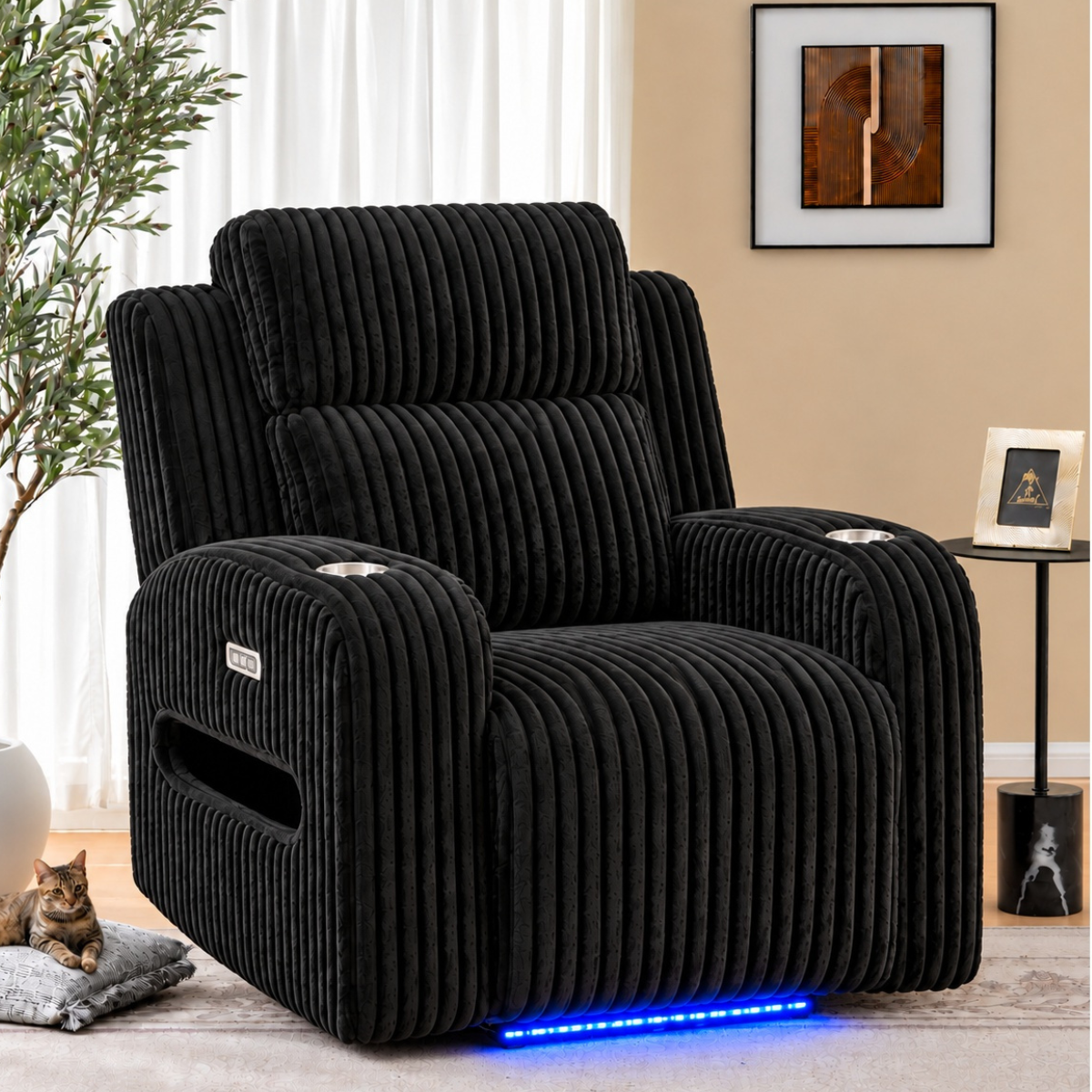 CloudEase Luxe Power Recliner with LED Lighting & USB Charging.