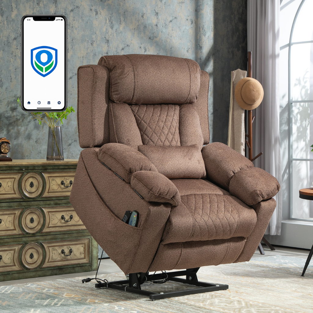 StashEase Lift Chair Lay Flat Recliner, 28 Inch Wide Seat Oversized (Free 2 Years Warranty)