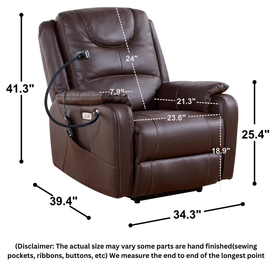 CloudFloat Recliner Chair with Heat and Massage, 139 Degree True Zero Gravity, With Heat And Massage Faux Leather Brown (FREE Eye Massager).