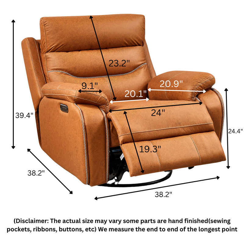 ComfortPivot Swivel Rocking Recliner, Power Headrest - Fuegan Orange (FREE Eye Massager)