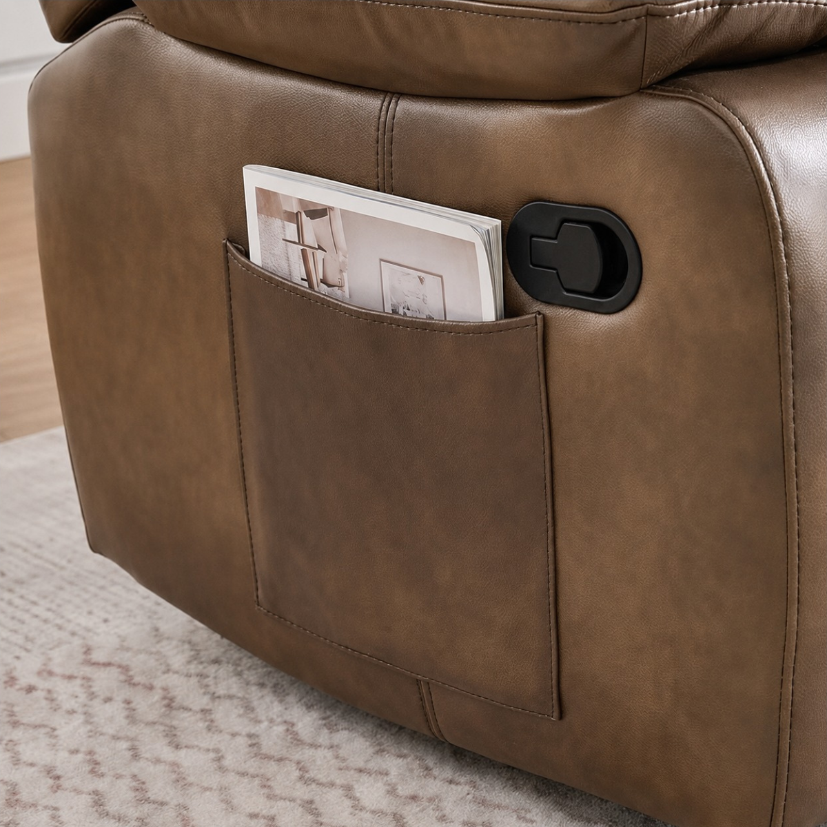CozyNest Manual Recliner Rocker with 360° Swivel & Padded Armrests