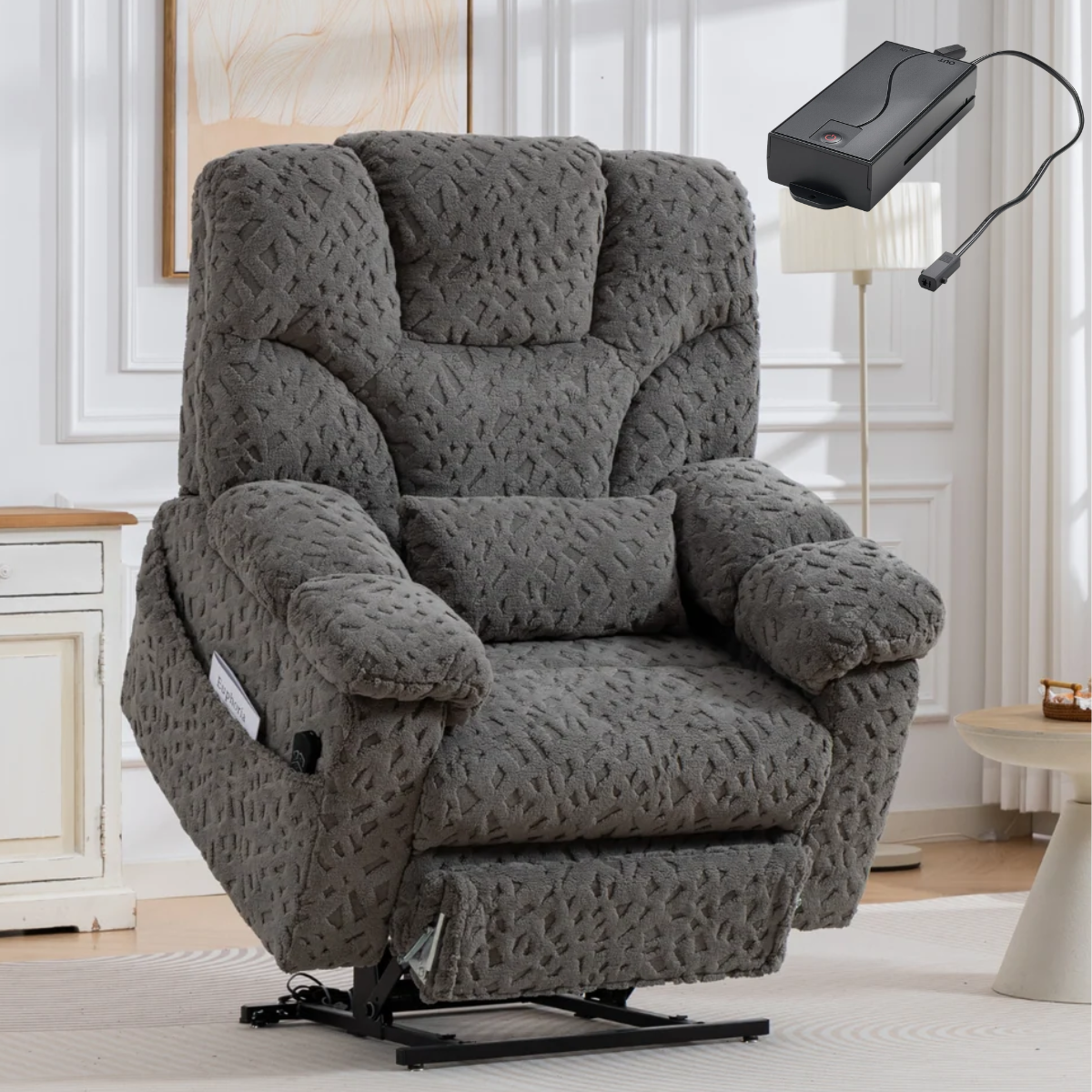AirFortress Lift Chair – 28-Inch Wide Seat, 500-LB Capacity, Air-Bag Massage, Extended Footrest & Battery Backup
