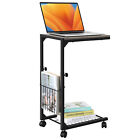 C Shaped Small Narrow End Side Table Rolling Laptop Stand Table Adjustable.