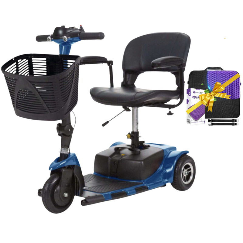 Vive 3 Wheel Mobility Scooter for Adults - Electric Long Range Powered Wheelchair (FREE Seat Cushion with Strap)