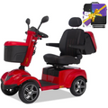 Metro Mobility 4 Wheel All Terrain Mobility Scooter for Seniors - 700W Heavy Duty Mobility Scooter for Adults - Long Range Power Extended Battery with Full LED Lighting and Thickened Luxury Seat - Red (FREE Seat Cushion with Strap)