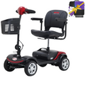 Metro Mobility 4-Wheel Mobility Scooter, Flat Free Tires, and Automatic Braking System - Red (FREE Seat Cushion with Strap)