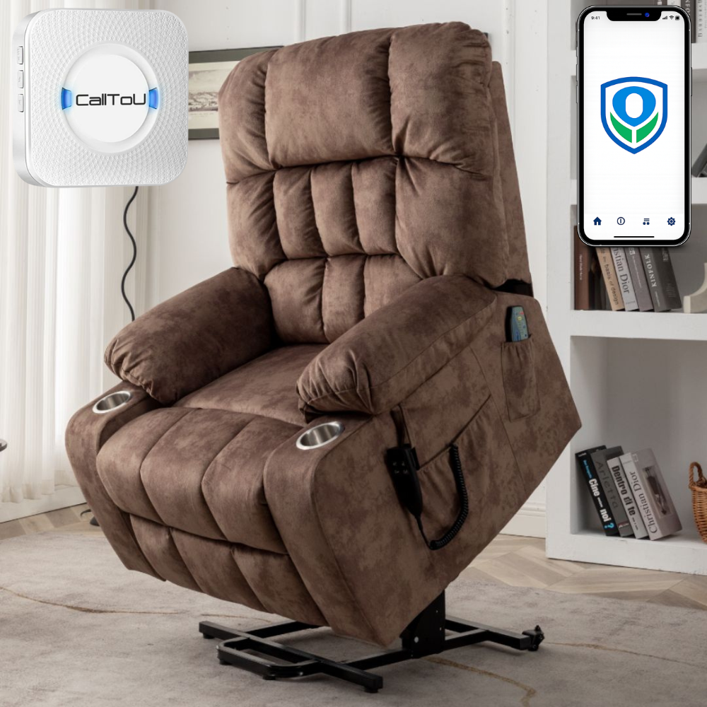 Bulkyriser (2.0) Lay Flat Lift Chair, 26 Inch Wide Seat, Brown (Free Pager)