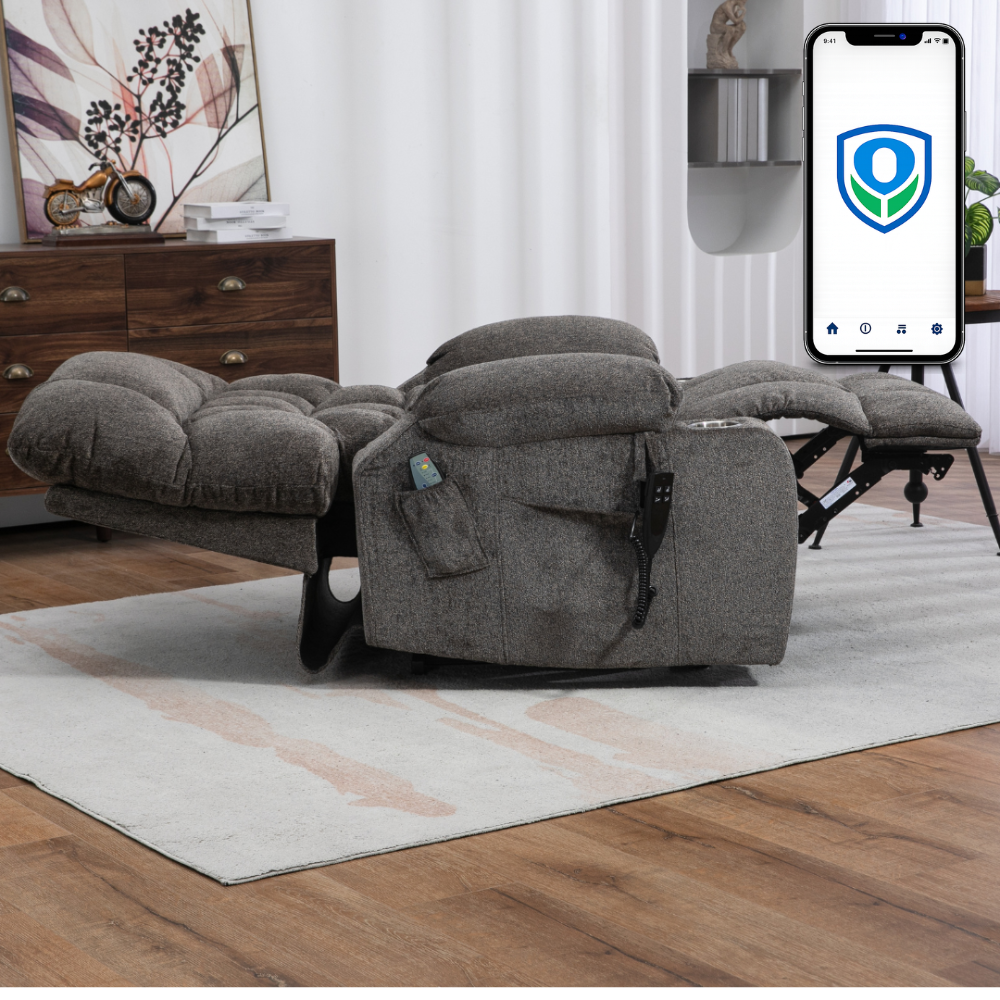 Bulkyriser 2.0 Lay Flat Lift Chair, 25.6 Inch Wide Seat, Light Gray (Free 2 Years Warranty)